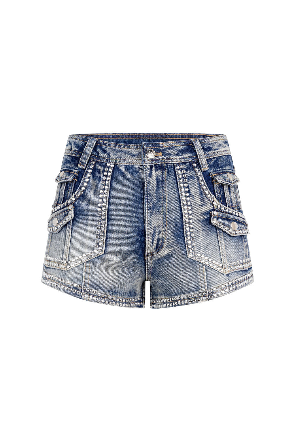Dollhouse Women's Plus Size Roll Cuff Denim Shorts with Belt Dollhouse Women's Plus Size Roll Cuff Denim Shorts with Belt