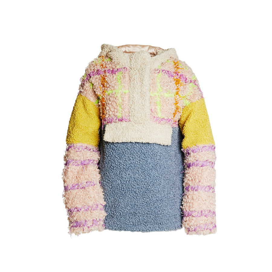 Hand embroidered Faux Fur Anorak Hooded Jacket